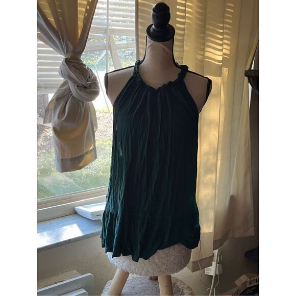 Hunter Green Sleeveless Top Size Large Flowy Top - Picture 4 of 4